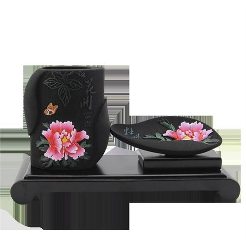 炭雕批發 瀏陽炭雕紀念品 瀏陽市藝康活性炭工藝品廠 炭雕筆筒套件 富貴牡丹