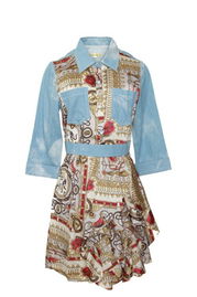 歐美春季新風尚 牛仔花布連衣裙的百搭魅力